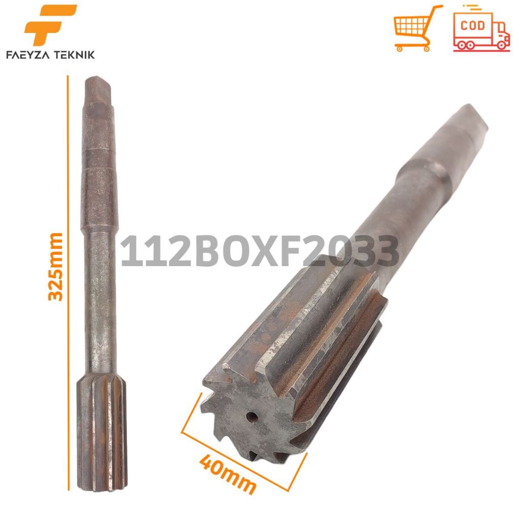 Reamer Mesin 40mm Panjang 325mm 10 Flute Lurus Taper Shank MT4