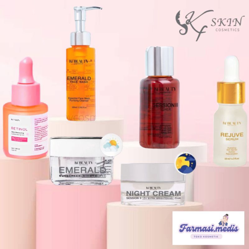 KF SKIN KLINIK /FACIAL WASH/TONER /DAY CREAM / NIGHT CREAM TAHAP 2/SERUM RETINOL /SERUM REJUVE