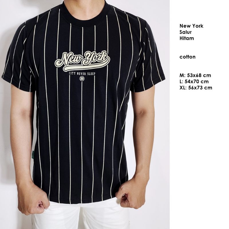 Kaos salur garis kado pria hijau hitam
