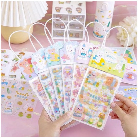 

Sticker Set Isi 4 pcs With Post Card Motif Lucu / Sticker Aesthetic / Stiker Random Dengan Kartu