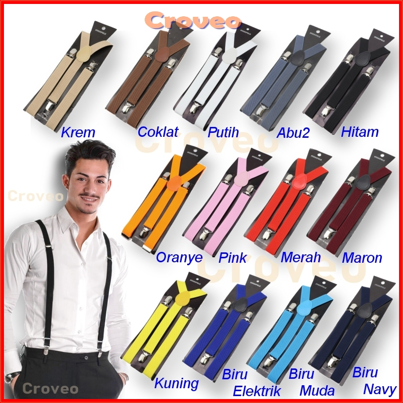 Tali Suspender Ikat Pinggang Jojon Pria Dewasa Bretel Belt Kodok Supender Sabuk Hitam Gasper Wanita 