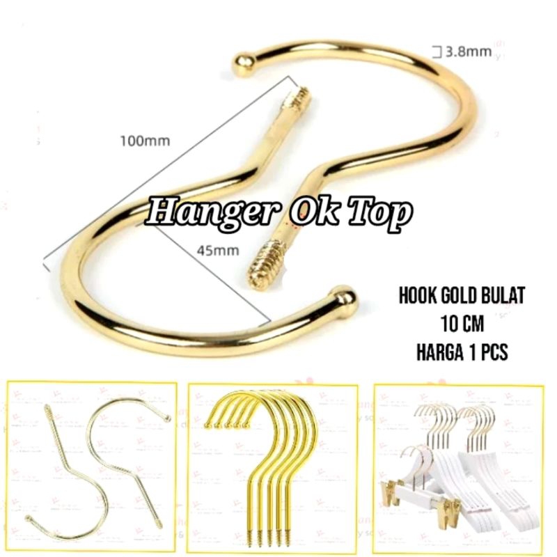 Hook Kawat Gold / Hook Gold Gantungan Baju ( kawat gold bulat 10cm)