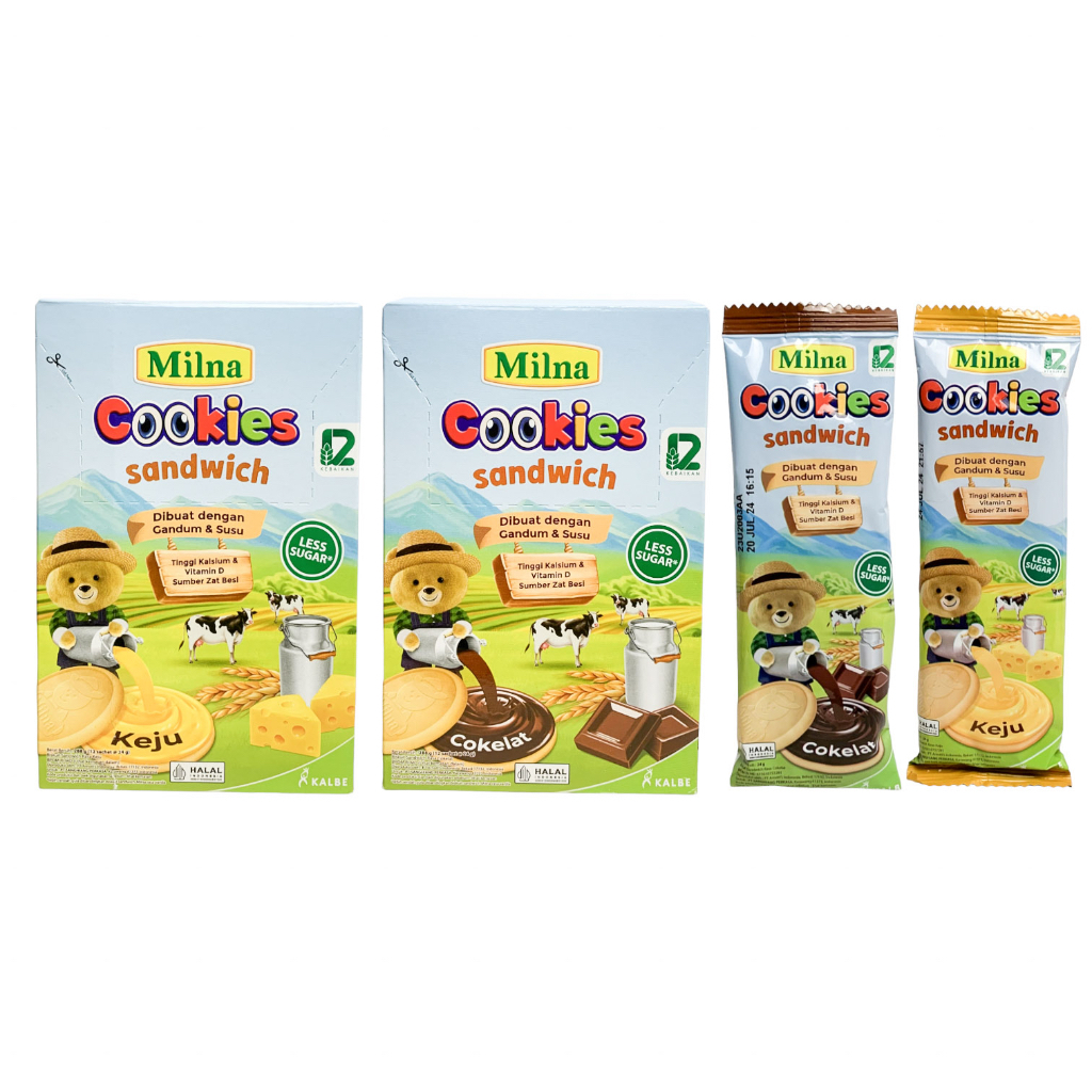 MILNA KINDER COOKIES SANDWICH BISCUIT  SACHET COKELAT KEJU /COKLAT/CHESEE/BISKUIT BAYI