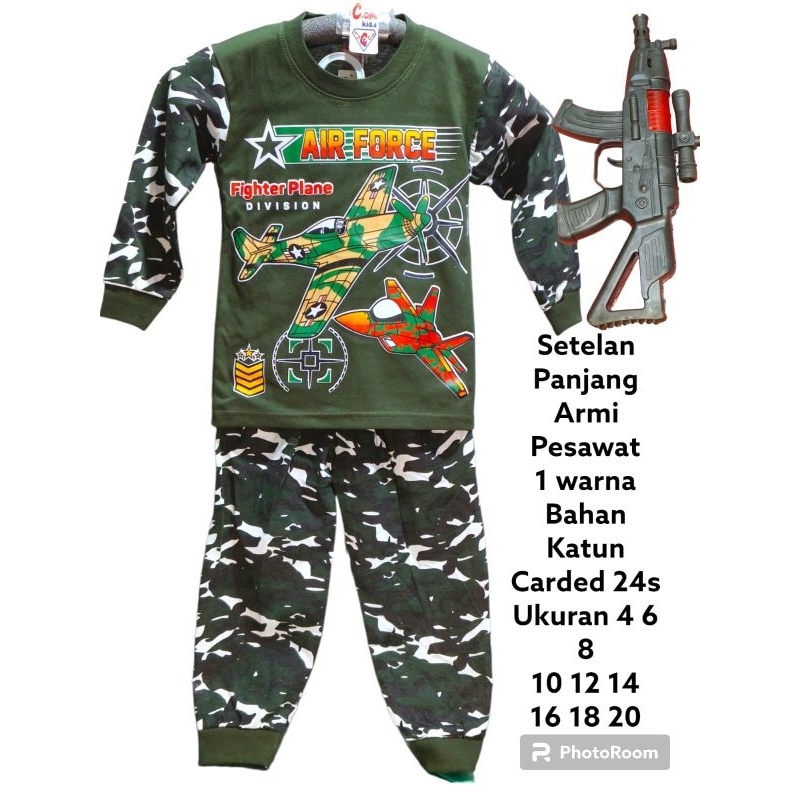 baju setelan anak laki laki army usia 2-8 tahun