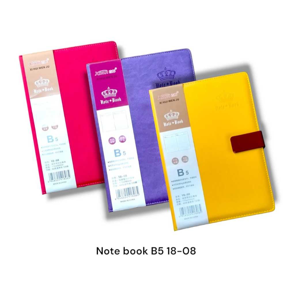 

Notebook Buku Catatan Kerja Jurnal Diary B5 Garis Cover Kulit + Kancing Magnet