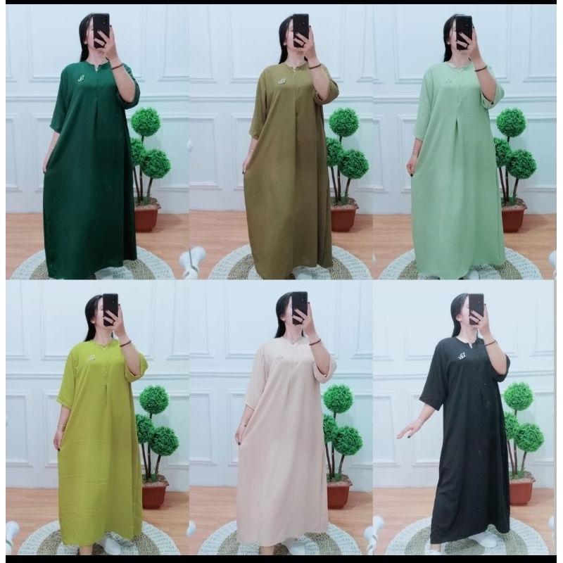 gamis midi crinkle