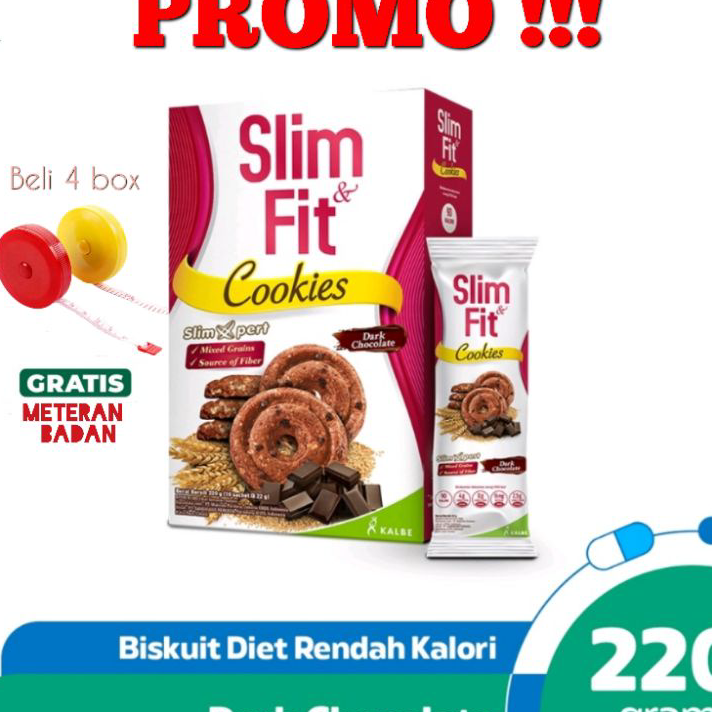 

PBWT3271 Terlaku.../ SLIM & FIT COOKIES 10x22gr / Slimfit box TROPICANA SLIM HOKKAIDO CHEESE KOREAN GARLIC DIABETASOL WAFER
