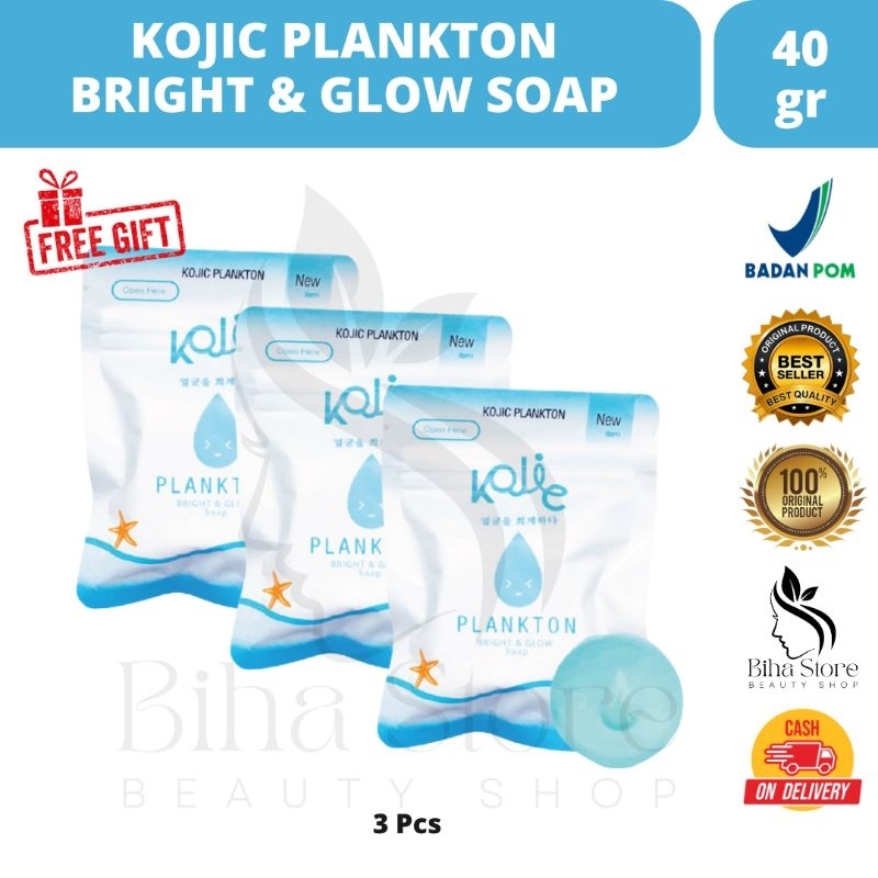 PAKET [3 PCS] KOJIC PLANKTON SOAP BRIGHT & GLOW ORIGINAL BPOM