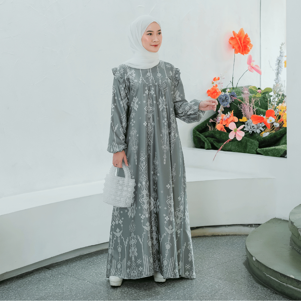 Gamis Dress Muslim Wanita Terbaru Busui Jumbo Size S - 3XL SHIRINZEIN Thalia-Sage Green