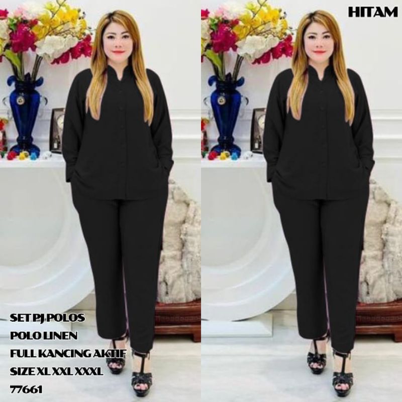 SETELAN PANJANG BIG SIZE POLOS POLO LINEN/ONE SET JUMBO XXXL/STELAN PANJANG POLOS JUMBO PREMIUM