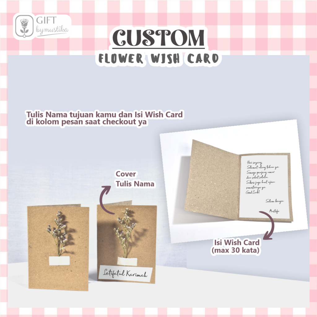 

Flower Wish Card | CUSTOM Kartu Ucapan Greeting Card Hampers Gift Box Bunga