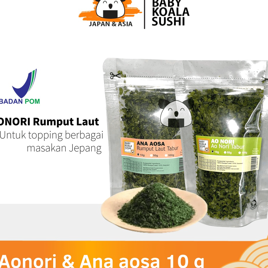

SWJK9121 Jangan Sampai Kehabisan!!! AONORI Bubuk Nori 10 g │Ao Nori Powder Import Taburan Takoyaki │ Seaweed Powder Mentai