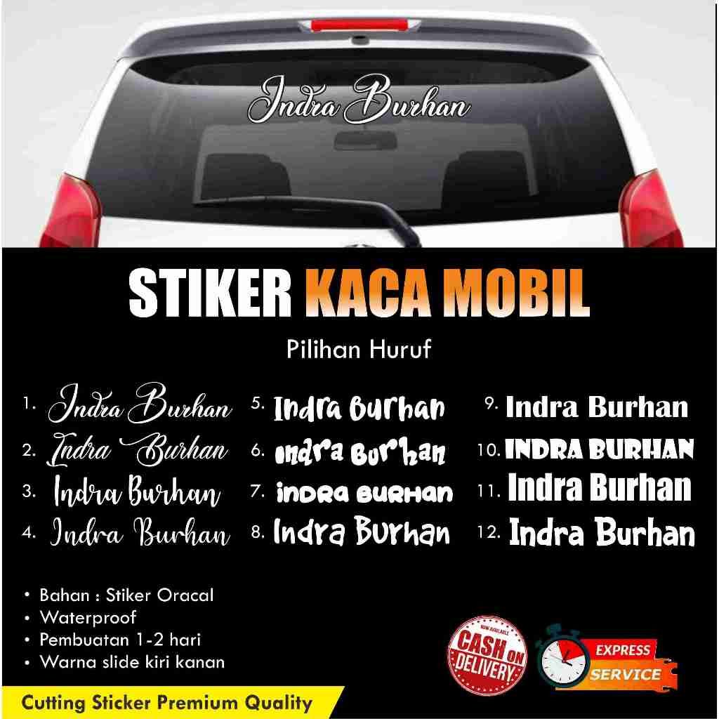 Stiker Nama Cutting mobil bahan oracal / Stiker mobil motor