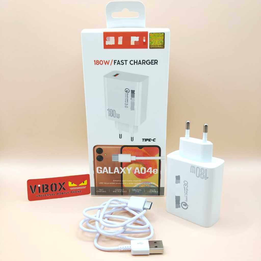 Charger Sam Galaxy A04e 180W Ori100% flash charge Support FastCharging kompatible semua hp smartphon