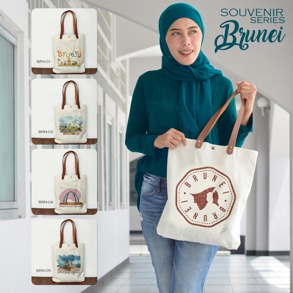 Totebag Kanvas Souvenir Brunei Tas Canvas oleh oleh Brunei