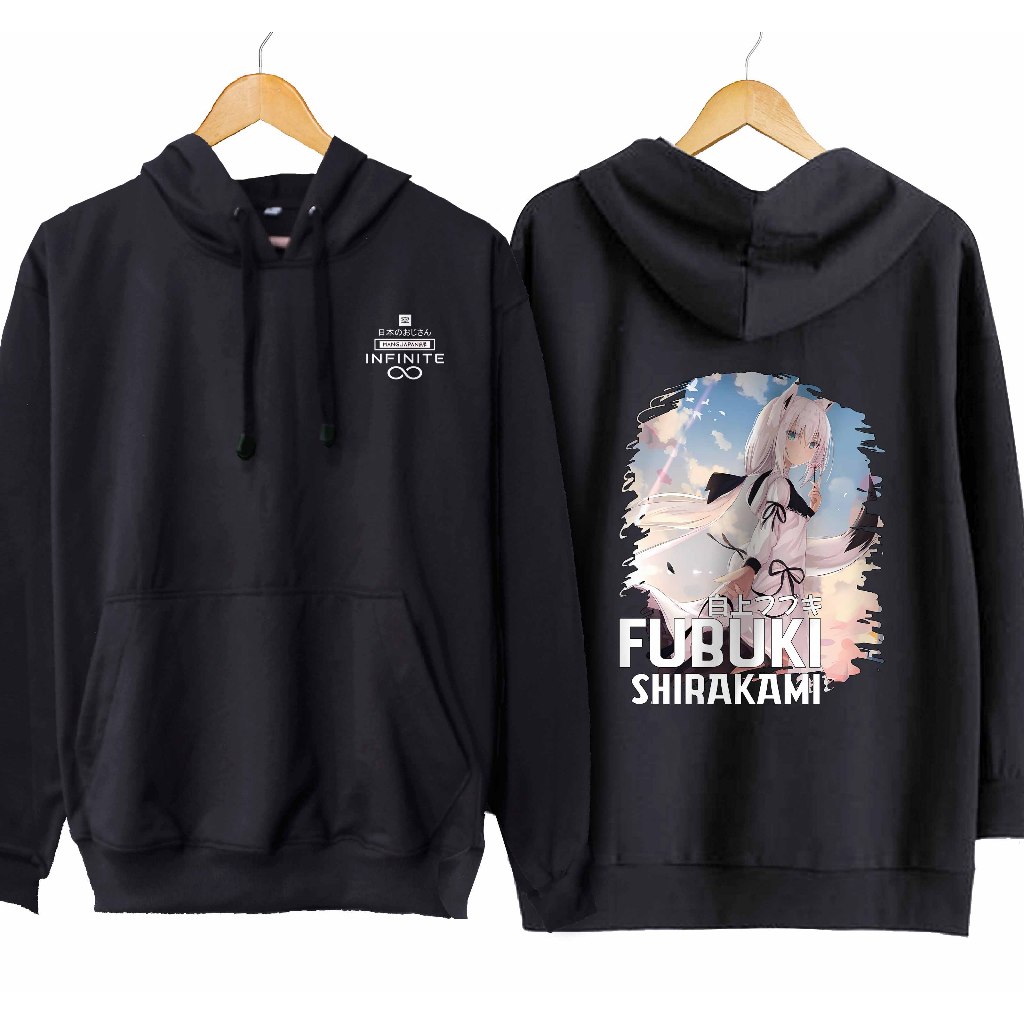 Jaket hoodie jumper infinite vtuber SHIRAKAMI FUBUKI SIDEBACK - HOLOLIVE JPN material cotton fleece
