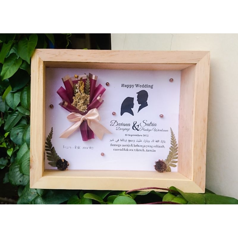 Happy Wedding | Flower in Frame 3D | Kado Pernikahan