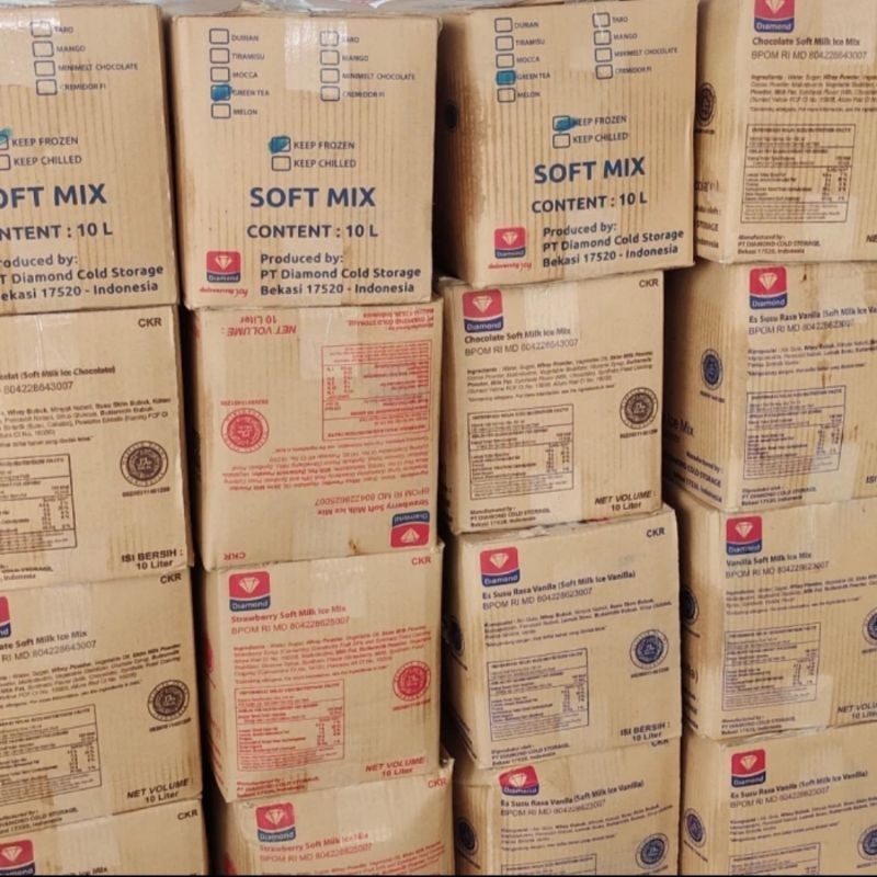Diamond softmix soft mix ice cream es krim box karton 10L 10liter 10 L liter vanilla vanila chocolat