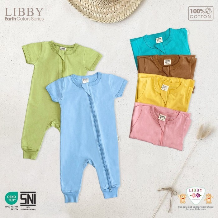 Libby Baby Sleepsuit | Libby Baby Jumpsuit Lengan Pendek | Libby Baby Sleepsuit Zipper Lengan Pendek
