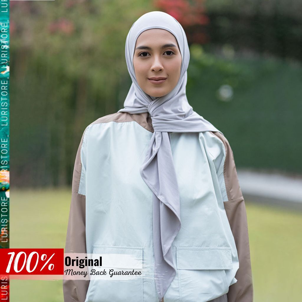 LURISTORE | DEENAY OLGA INSTANT GREY ORIGINAL | Kerudung Olahraga Polos Terbaru Warna Abu