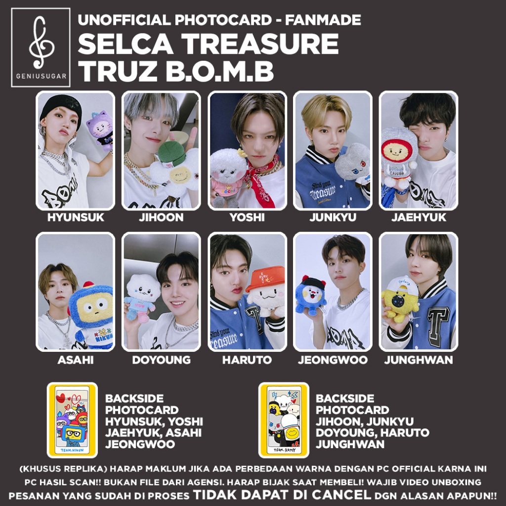 [TREASURE] SELCA TRUZ BOMB PHOTOCARD UNOFFICIAL