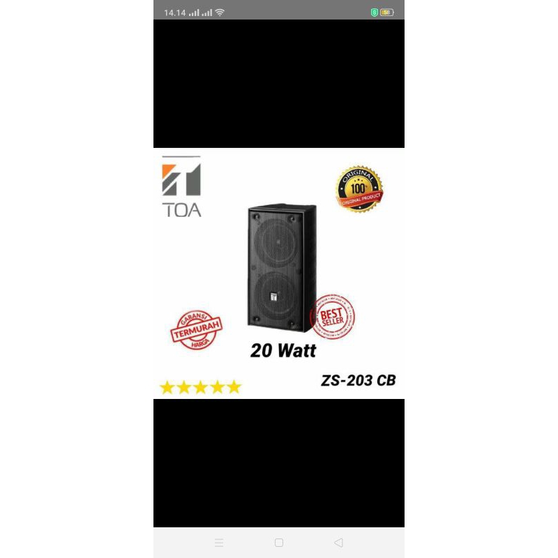 column speaker Toa zs203cb/zs203cb