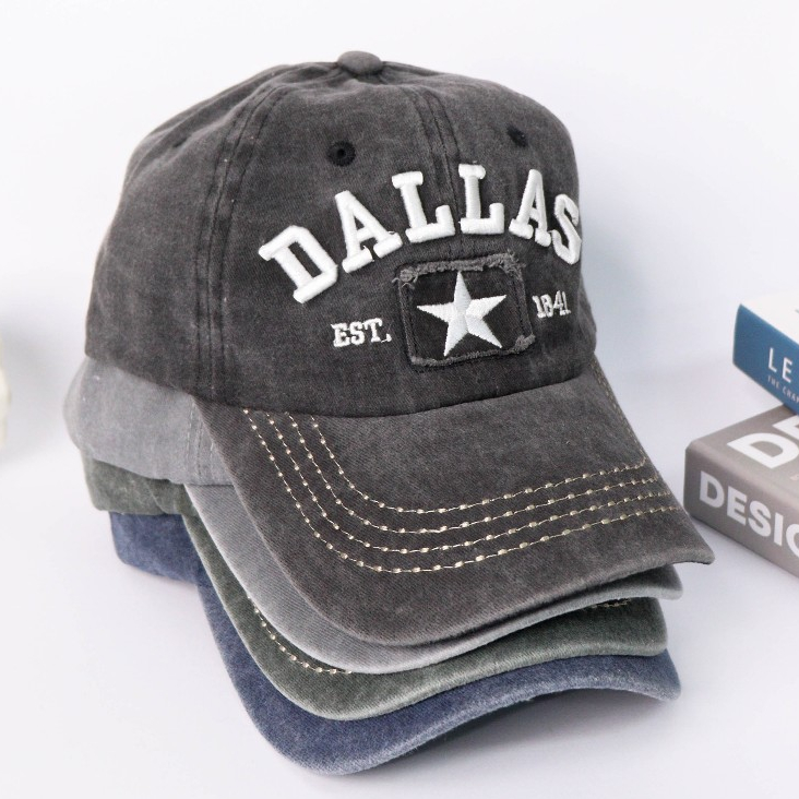 EUN WOO - Topi Baseball Bordir Dallas Premium Stylish Cotton Jeans Unisex