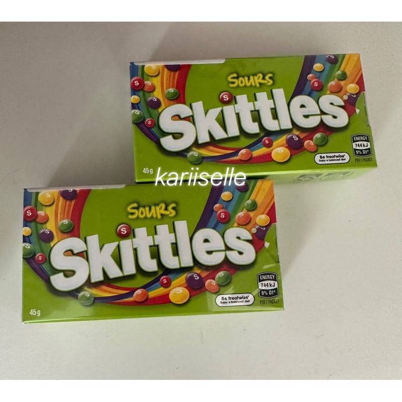 

SKITTLES SOURS CANDY 45gr permen asam asem kecut rasa coklat mnm chacha impor jastip import snack jasa titip