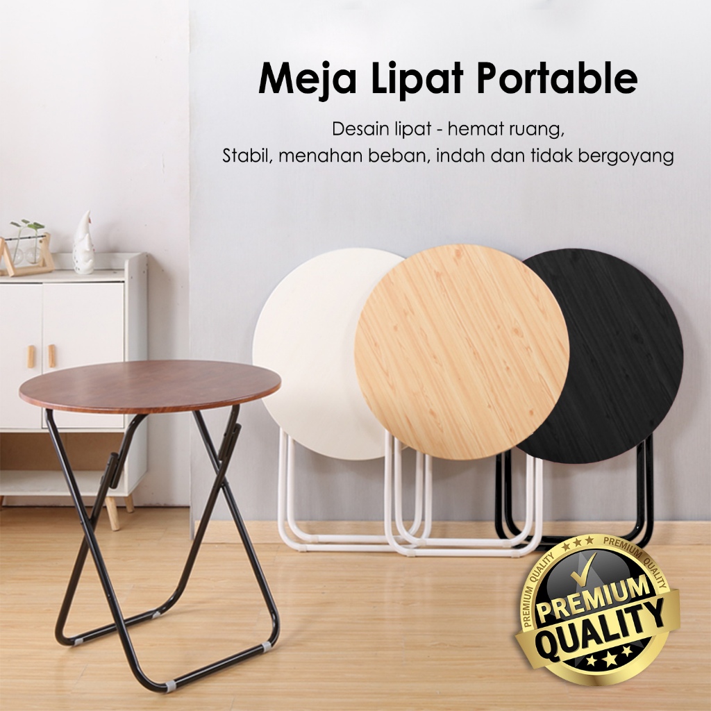 Meja Lipat Meja Makan Bundar Meja Portable Meja Lipat Serbaguna Bahan Kayu Besi Fiberboard