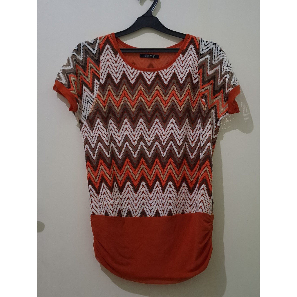 [Preloved] Blouse orange berenda ENVY