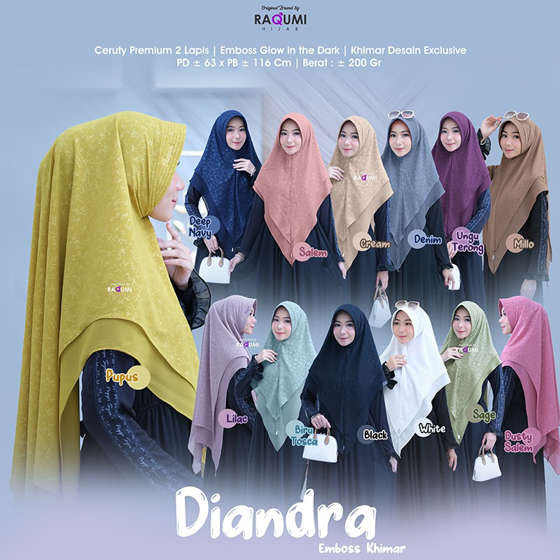 Diandra Emboss Khimar ori by raqumi hijab