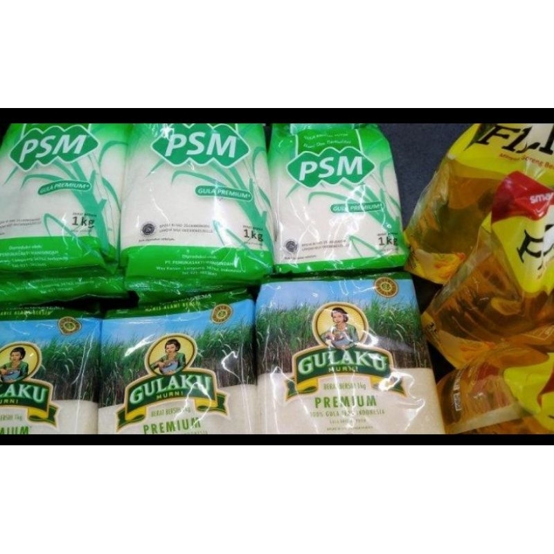

minyak 1L gula 1kg tepung 1kg