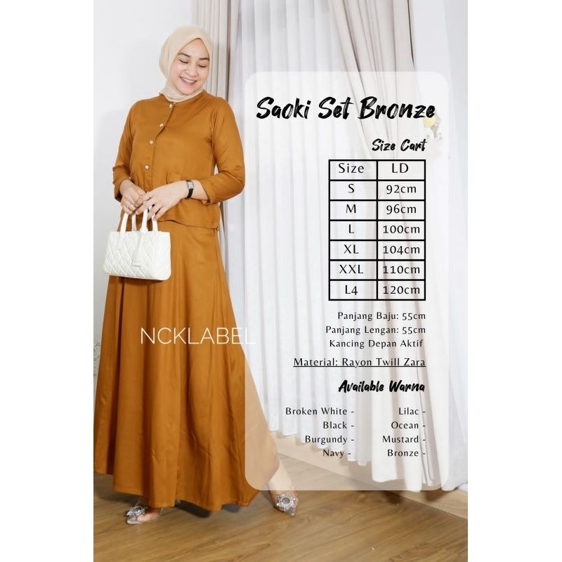 SAOKI SET ORI NCK LABEL SETELAN WANITA BLOUSE DAN ROK RAYON TWILL ZARA