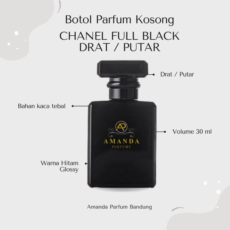 BOTOL PARFUM CHANEL 30ML FULL BLACK PUTAR/DRAT - BOTOL PARFUM MEWAH - BOTOL PARFUM KOSONG