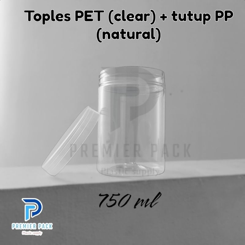 Toples plastik PET 750ml bening + tutup Toples jar plastik serbaguna