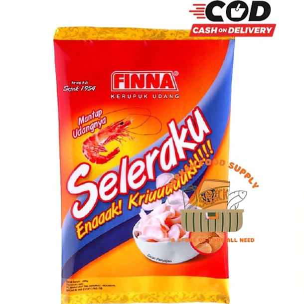 

Promo FINNA SELERAKU UDANG 200GR / kerupuk bawang HALAL BPOM RESMI