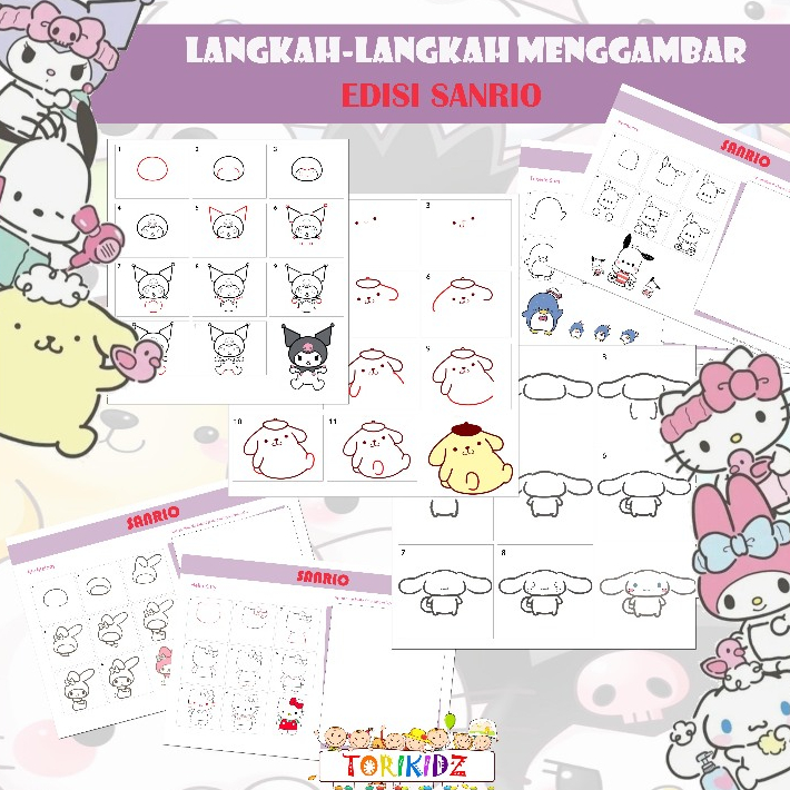 

Langkah-langkah Menggambar edisi Sanrio / Step by Step How to Draw Kuromi, Melody, Hello Kitty, dll / Belajar Menggambar