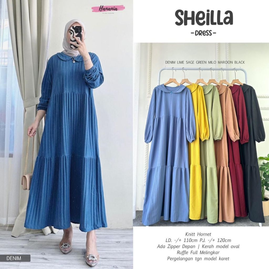SHEILLA DRESS GAMIS POLOS KNIT ORI BY HANANIA