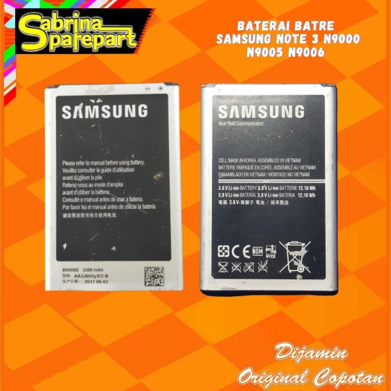Baterai Original Samsung Note 3 N9000 N9005 N9000 Original Copotan