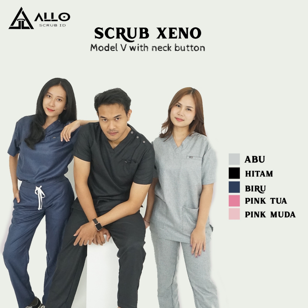 [SCRUB XENO] Two Tone / Denim / Alloscrub/Allo scrub/Scrub Dokter / Baju Jaga Dokter / Baju OK / Baj