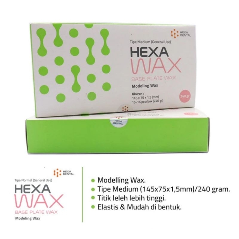 dental base plate wax malam merah hexawax tipe medium 1,5mm