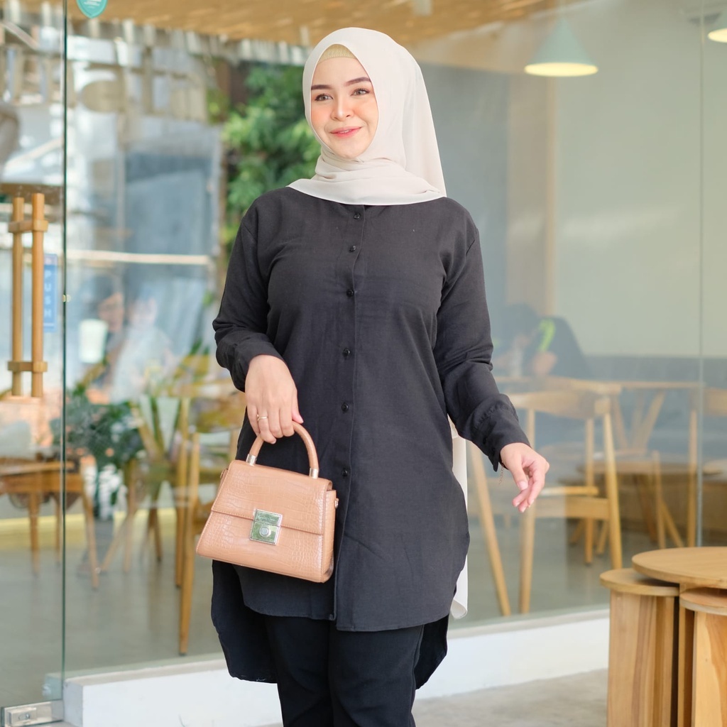Long Tunik Wanita Katun Linen // Zahra Tunik