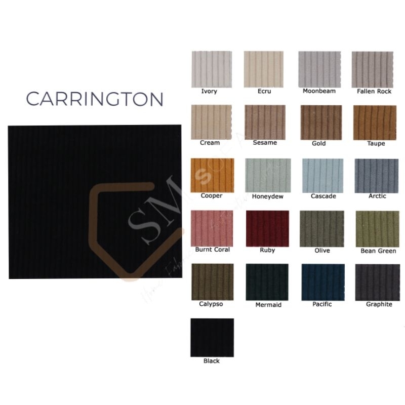 Kain Sofa Carrington Regency - Beludru/Kain Salur/Kain Garis/Kain Timbul/Kain Sofa/Kain Divan Headbo