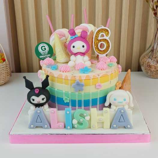 

CAKE TEMA SANRIO UK 15CM / KUE ULANG TAHUN CUSTOME