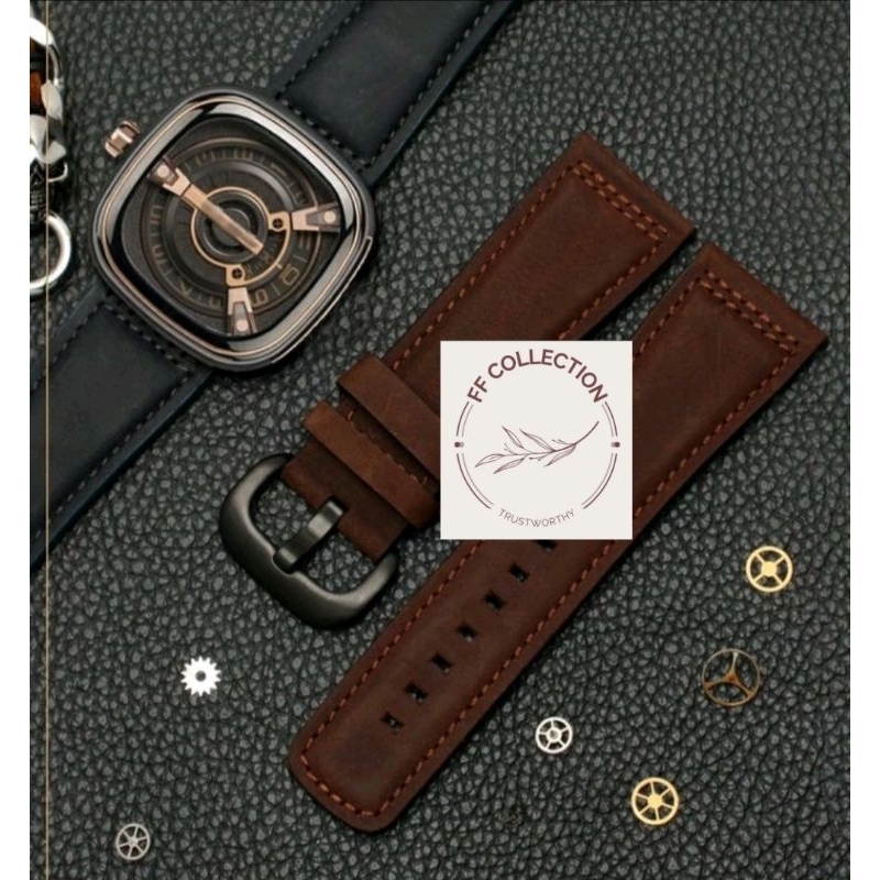 Tali strap jam tangan sevenfriday kwalitas bagus kulit asli rubber kwalitas original 28MM 28 MM sila