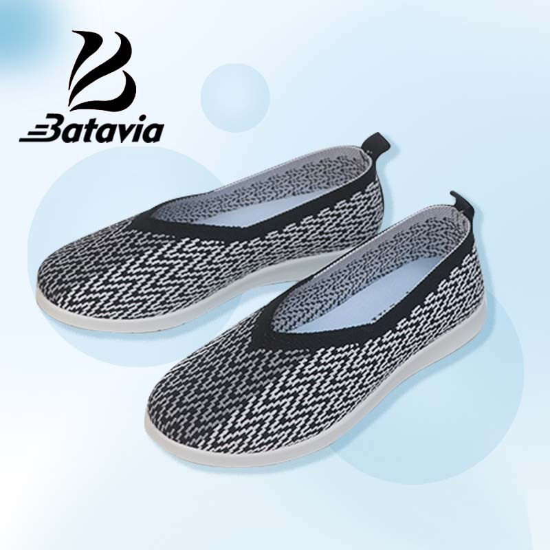 kualitas super batavia slip-on knitted women's flat mother's shoes original women's shoes