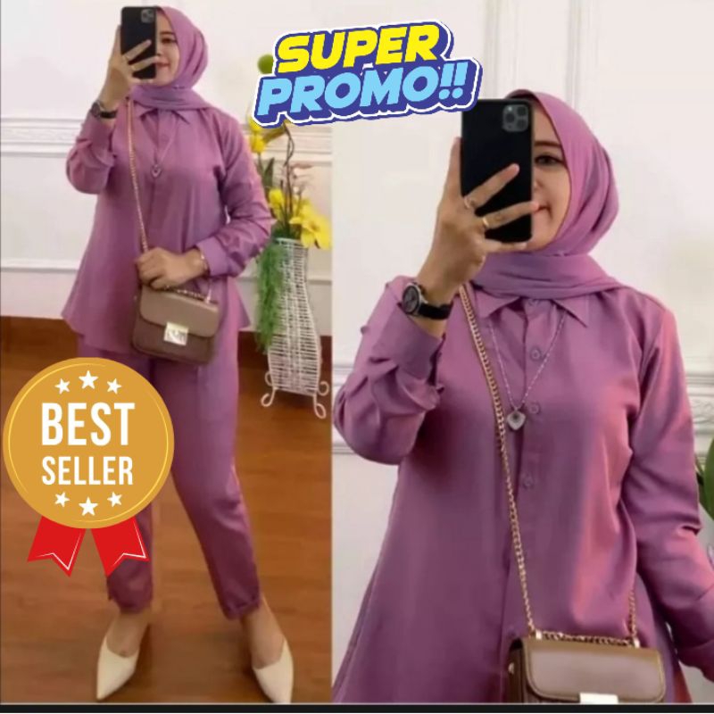 Setelan polos kemeja/ setelan polos wanita/setcel polos dewasa