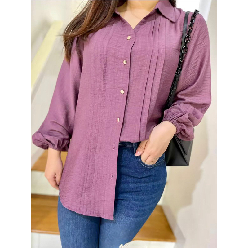 BLOUSE WANITA LENGAN BALON PREMIUM / KEMEJA CEWEK POLOS TERBARU / ATASAN WANITA CRINKLE LENGAN PANJA