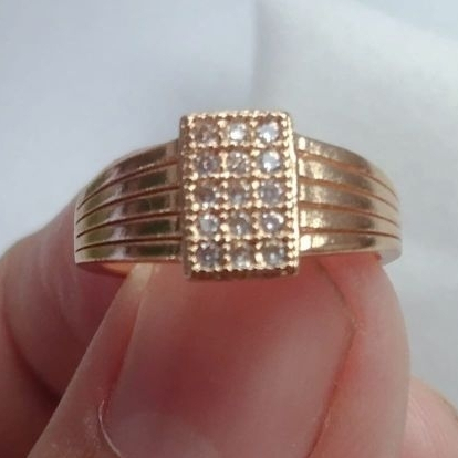Cincin Titanium Anak Lapis Emas Permata Perhiasan Imitasi