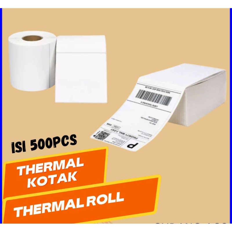 

Kertas Label Thermal / Sticker Label Continuous / Label Kertas Barcode 100x150mm Isi 500pcs Tebal Premium Waterproof Tidak Luntur Lem Kuat